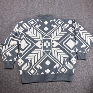 Limited Express Sweater Womens Medium Gray White Geometric 1987 Collection